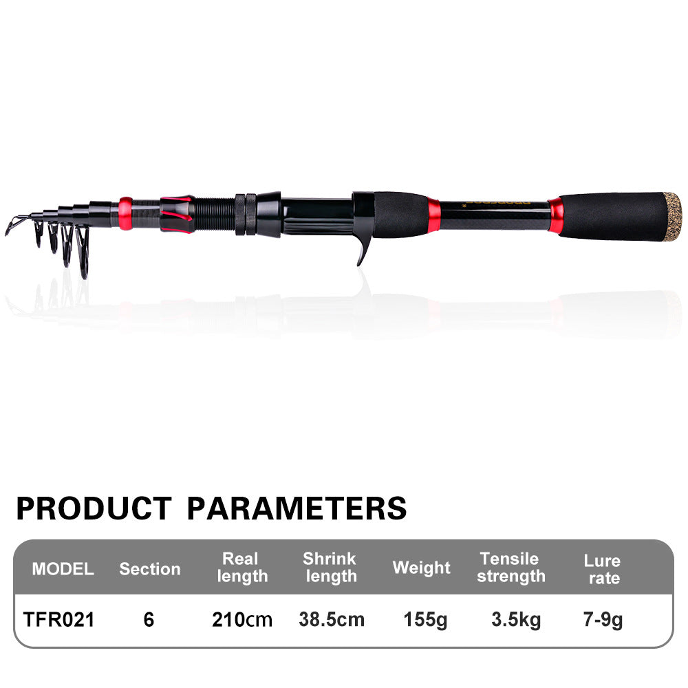 PROBEROS HWCSET100 2.1m Carbon Fishing Rod Pole Reel Combo with Line Lure Hook PROBEROS HWCSET100 2.1m Carbon Fishing Rod Pole Reel Combo with Line Lure Hook
